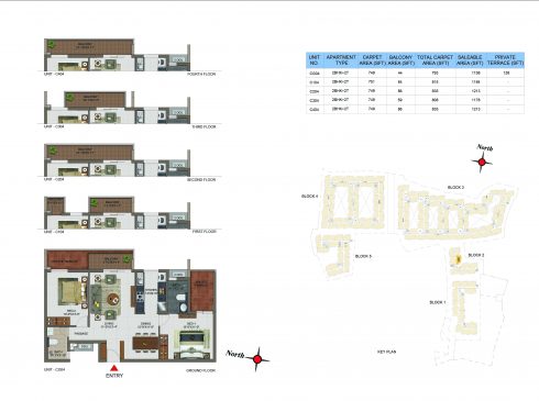 2 BHK Apartments Floor Plan (Unit No CG04, C104, C204, C304, C404) - Casagrand Utopia