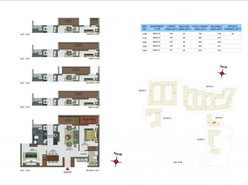 2 BHK Apartments Floor Plan (Unit No CG05, C105, C205, C305, C405) - Casagrand Utopia