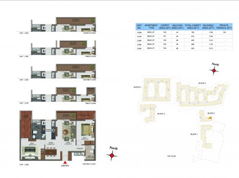 2 BHK Apartments Floor Plan (Unit No CG06, C106, C206, C306, C406) - Casagrand Utopia