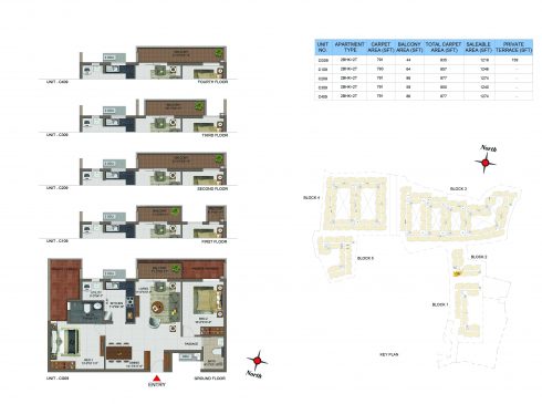 2 BHK Apartments Floor Plan (Unit No CG09, C109, C209, C309, C409) - Casagrand Utopia