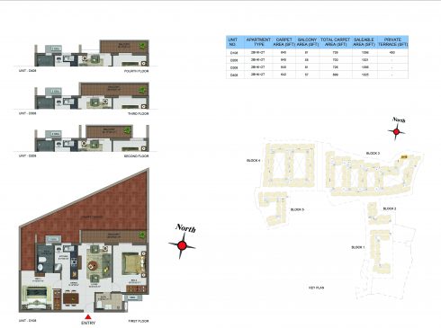 2 BHK Apartments Floor Plan (Unit No D108, D208, D308, D408) - Casagrand Utopia