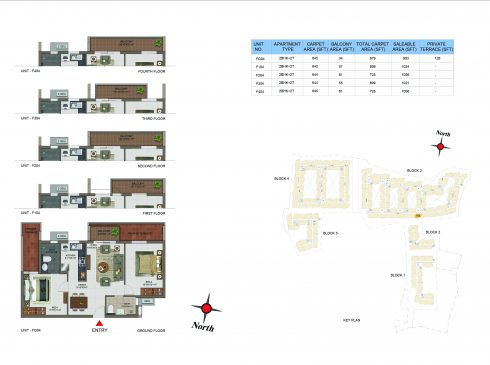 2 BHK Apartments Floor Plan (Unit No FG04, F104, F204, F304, F404) - Casagrand Utopia