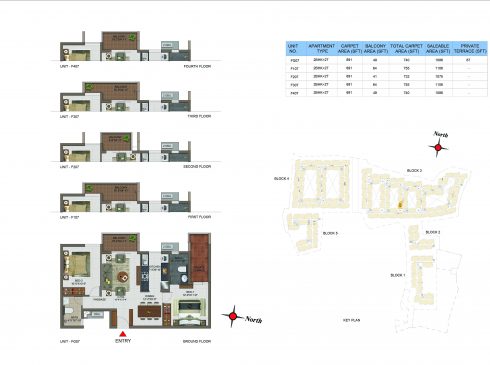 2 BHK Apartments Floor Plan (Unit No FG07, F107, F207, F307, F407) - Casagrand Utopia