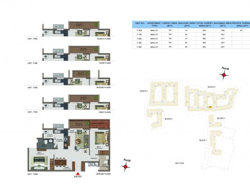 2 BHK Apartments Floor Plan (Unit No FG09, F109, F209, F309, F409) - Casagrand Utopia