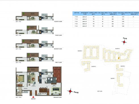 2 BHK Apartments Floor Plan (Unit No FG10, F110, F210, F310, F410) - Casagrand Utopia