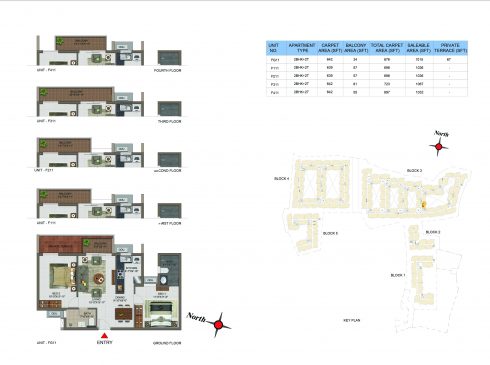 2 BHK Apartments Floor Plan (Unit No FG11, F111, F211, F311, F411) - Casagrand Utopia