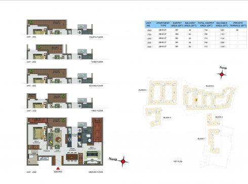 2 BHK Apartments Floor Plan (Unit No JG02, J102, J202, J302, J402) - Casagrand Utopia