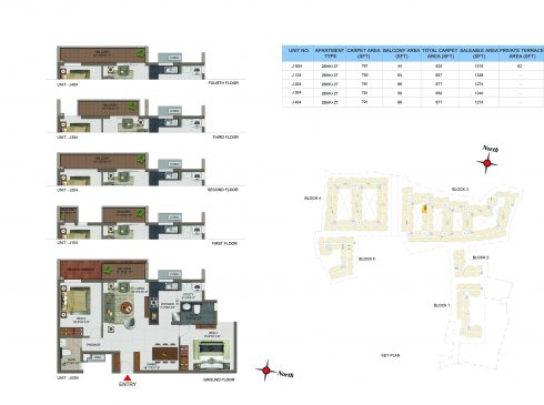 2 BHK Apartments Floor Plan (Unit No JG04, J104, J204, J304, J404) - Casagrand Utopia