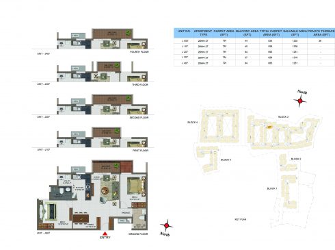 2 BHK Apartments Floor Plan (Unit No JG07, J107, J207, J307, J407) - Casagrand Utopia