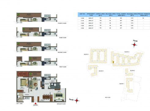 2 BHK Apartments Floor Plan (Unit No KG06, K106, K206, K306, K406) - Casagrand Utopia