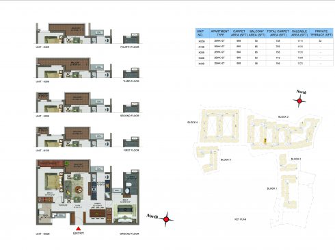 2 BHK Apartments Floor Plan (Unit No KG09, K109, K209, K309, K409) - Casagrand Utopia
