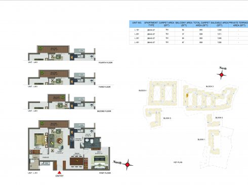 2 BHK Apartments Floor Plan (Unit No L101, L201, L301, L401) - Casagrand Utopia