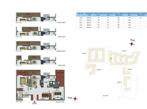 2 BHK Apartments Floor Plan (Unit No LG02, L102, L202, L302, 402) - Casagrand Utopia