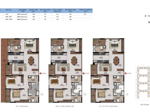 3 BHK Apartments Floor Plan (Unit No S103, S203-S303, S403-S1603) - Casagrand First City