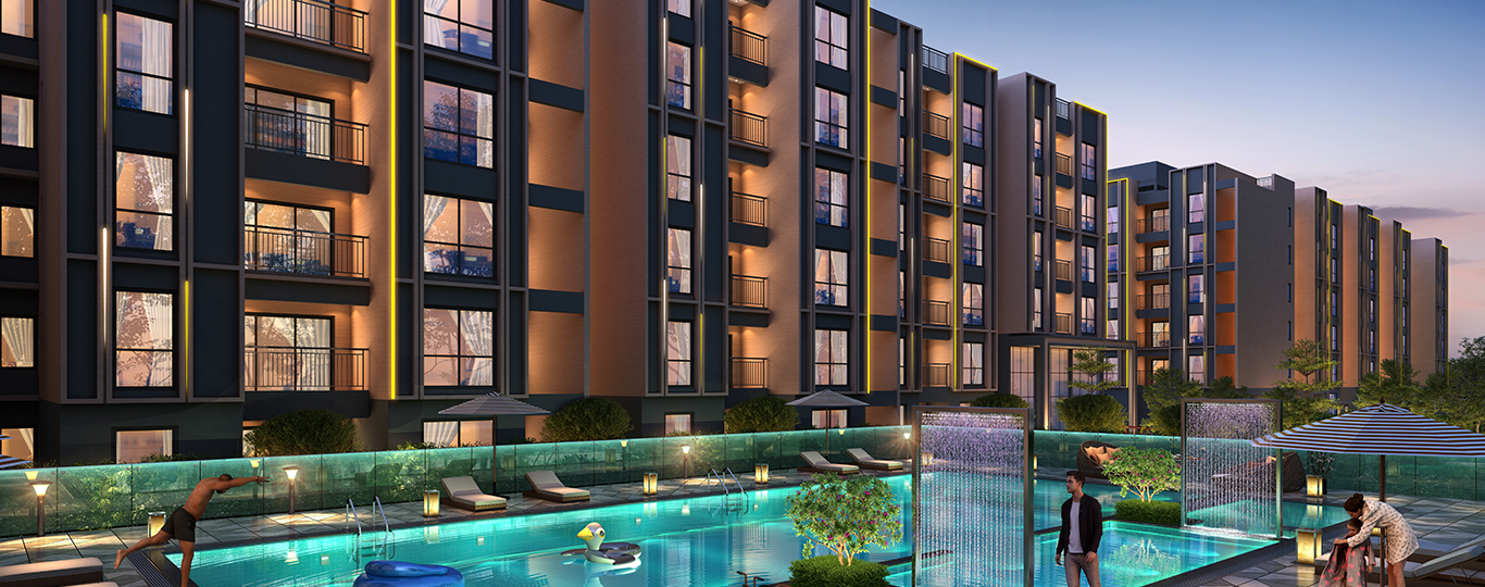Clubhouse Swimming pool Dusk B 1366×540
