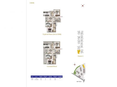 Casa Mercury Galaxy 1 Tower 1 - 3bhk Unit Plan