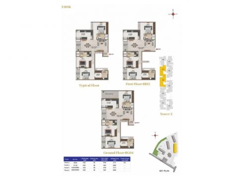 Casa Mercury Galaxy 1 Tower 2 - 3 Bhk Unit Plan