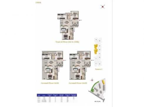 Casa Mercury Galaxy 1 Tower 1 - 3 bhk Unit Plan