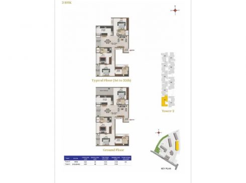 Casa Mercury Galaxy 1 Tower 2 - 3bhk Unit Plan